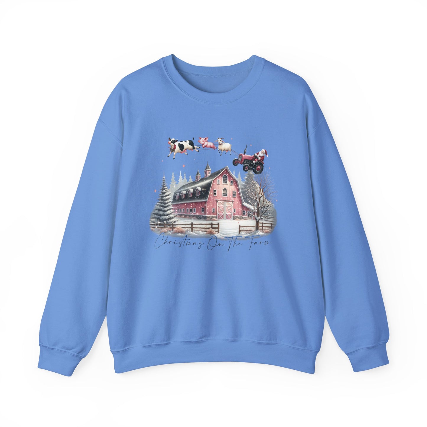 Christmas on the Farm Sweatshirt, Santa Tractor Farmhouse Tee - PopCultureByDesign36