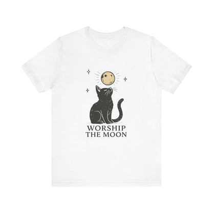 Worship The Moon, Cute Kitten Shirt, Celestial Cat Shirt - PopCultureByDesign36