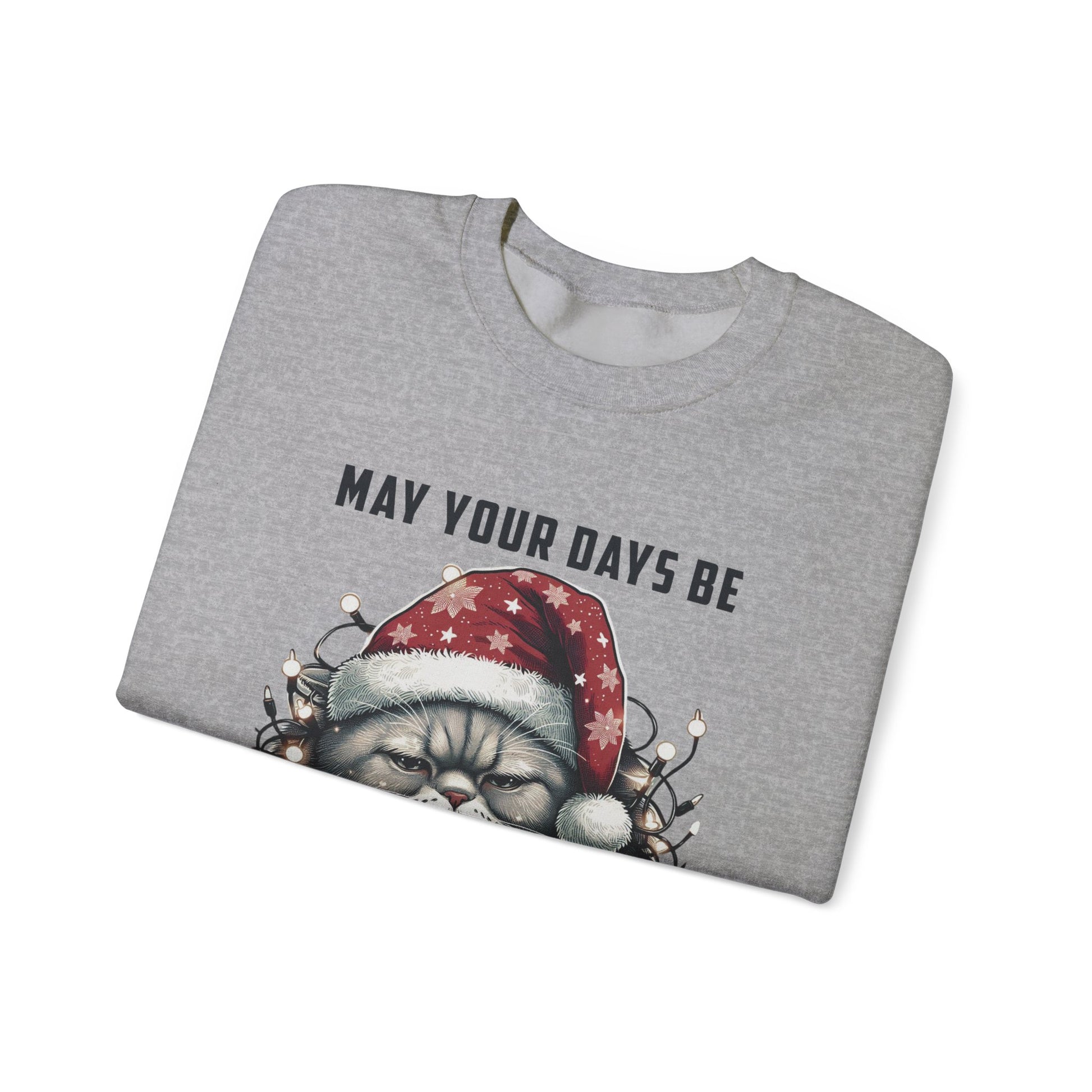 May Your Days Be Merry And Bright, Christmas Cat Sweatshirt, Holiday Cat - PopCultureByDesign36