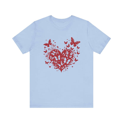 Butterfly Heart Valentines Day Shirt, Butterfly Valentine Tee, Cute Heart T-Shirt - PopCultureByDesign36