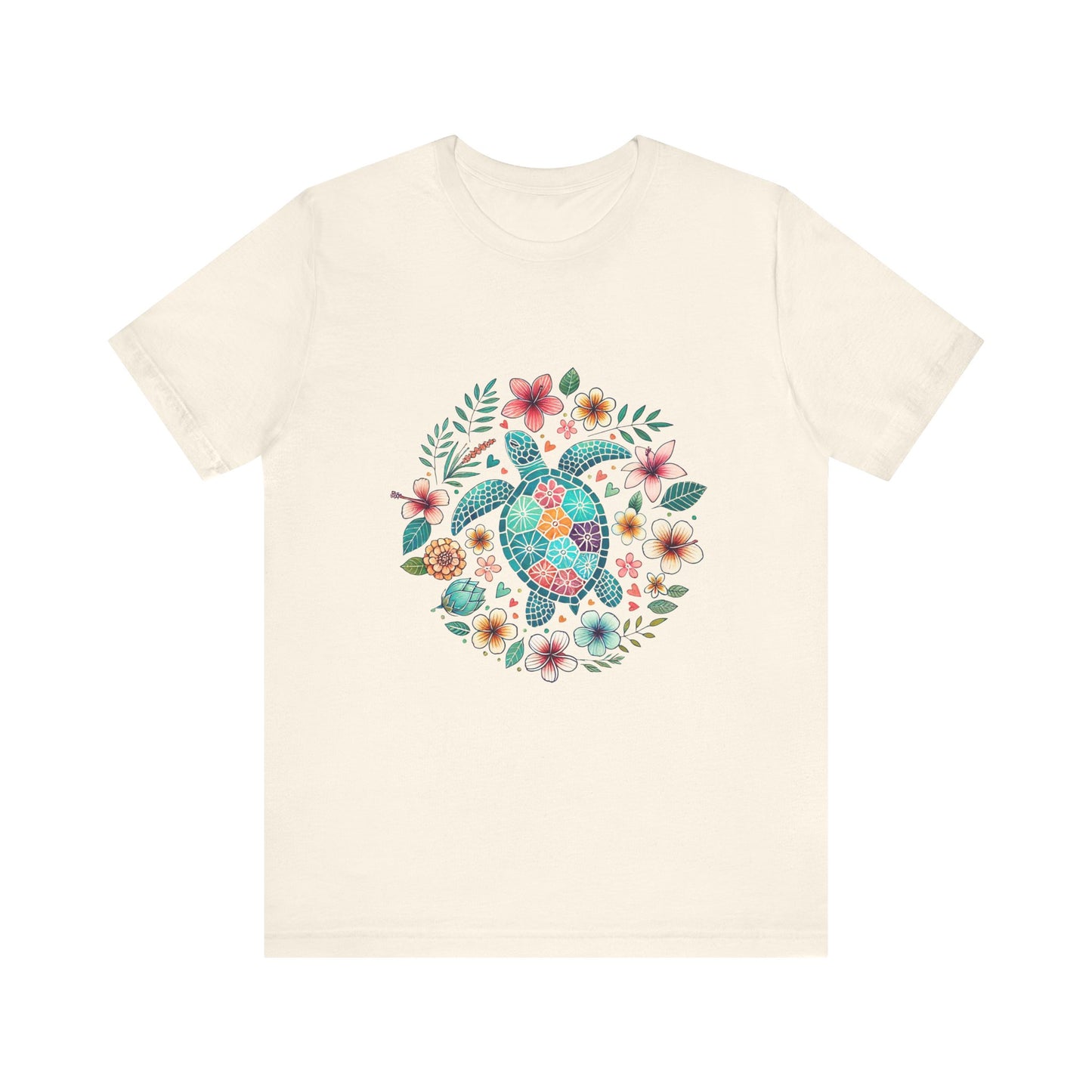 Turtle Ocean Sun T-Shirt, Floral Turtle Shirt, Boho Beach Tshirt - PopCultureByDesign36