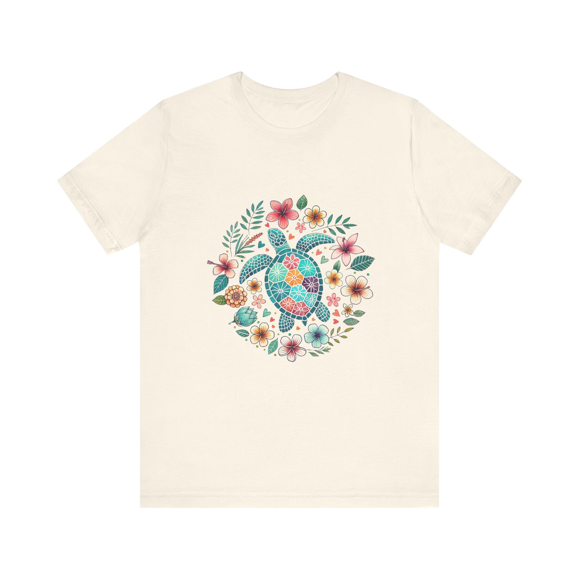 Turtle Ocean Sun T-Shirt, Floral Turtle Shirt, Boho Beach Tshirt - PopCultureByDesign36