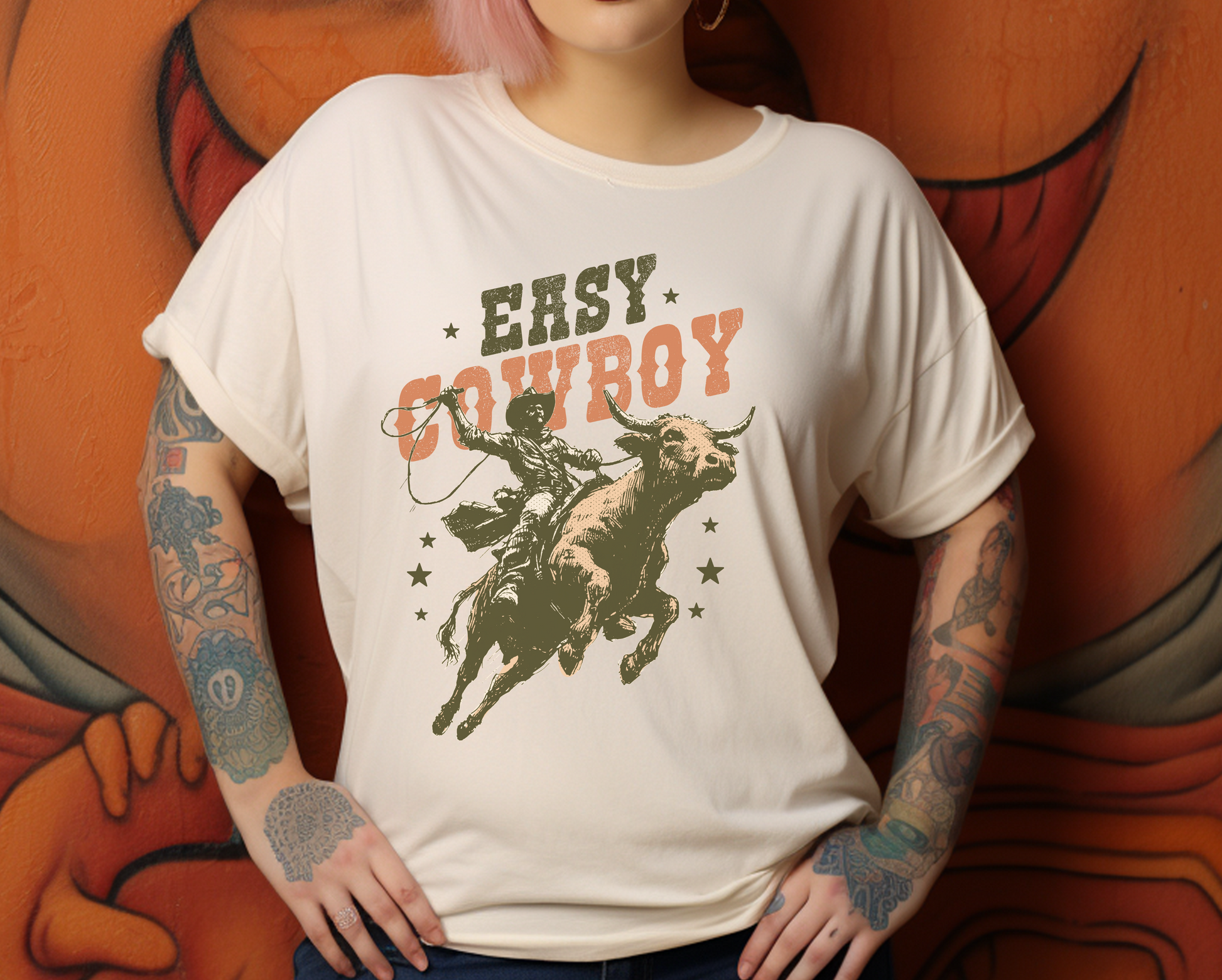 Vintage Looking Horse Tee, Cowboy Western Shirt, Rodeo T-Shirt - PopCultureByDesign36