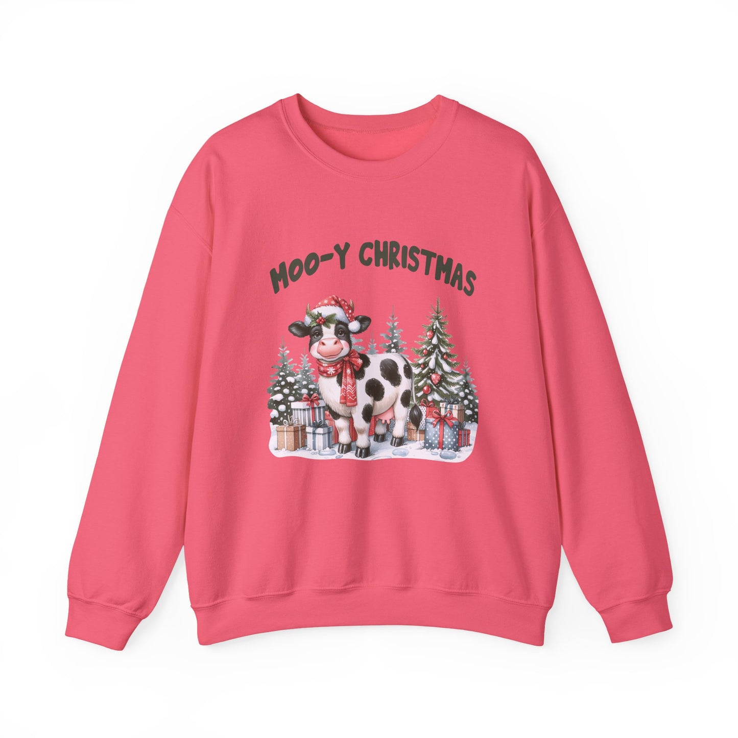 Moo-Y Christmas, Cute Cow Christmas sweatshirt, Country Farm Christmas Sweatshirt - PopCultureByDesign36