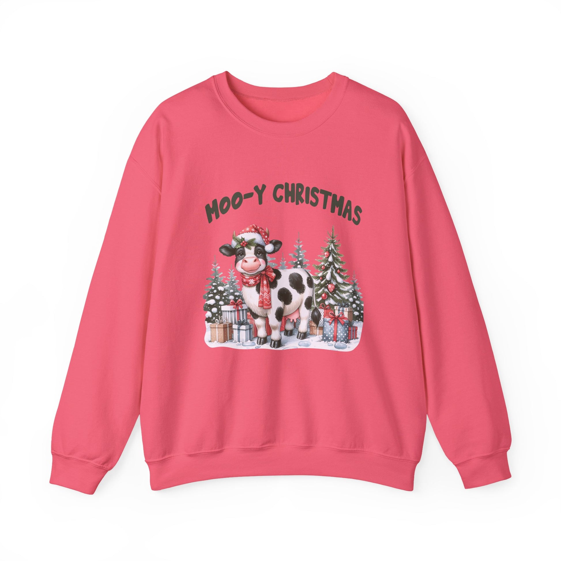Moo-Y Christmas, Cute Cow Christmas sweatshirt, Country Farm Christmas Sweatshirt - PopCultureByDesign36