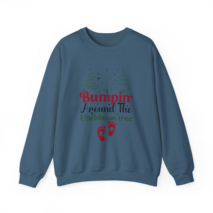 Bumpin Around Christmas Tree Sweatshirt, Pregnancy Reveal Sweater, Xmas Pregnant Shirt - PopCultureByDesign36