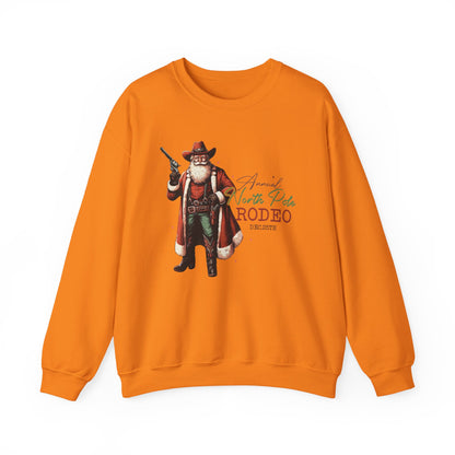 North Pole Rodeo Sweatshirt, Cowboy Santa Sweatshirt, Horseback Santa Clause - PopCultureByDesign36
