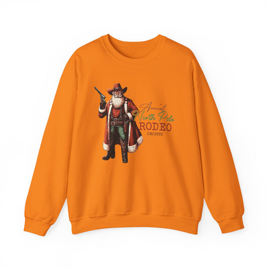 North Pole Rodeo Sweatshirt, Cowboy Santa Sweatshirt, Horseback Santa Clause - PopCultureByDesign36