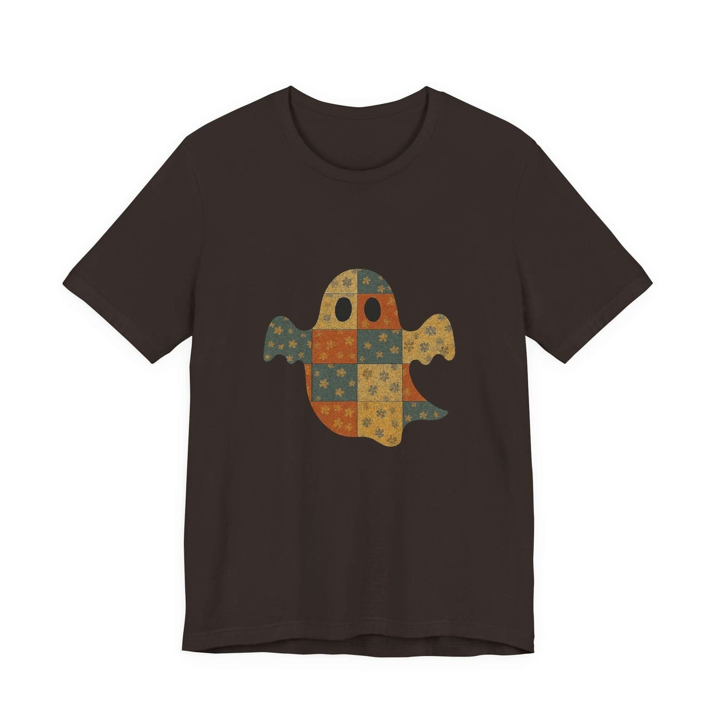 Patchwork Ghost Tee, Ghost Patchwork Halloween Shirt, Boho Ghost Shirt - PopCultureByDesign36