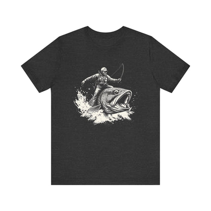Funny Fisherman Riding a Trout T-Shirt, Fishing Tee, Wild Western Shirt - PopCultureByDesign36