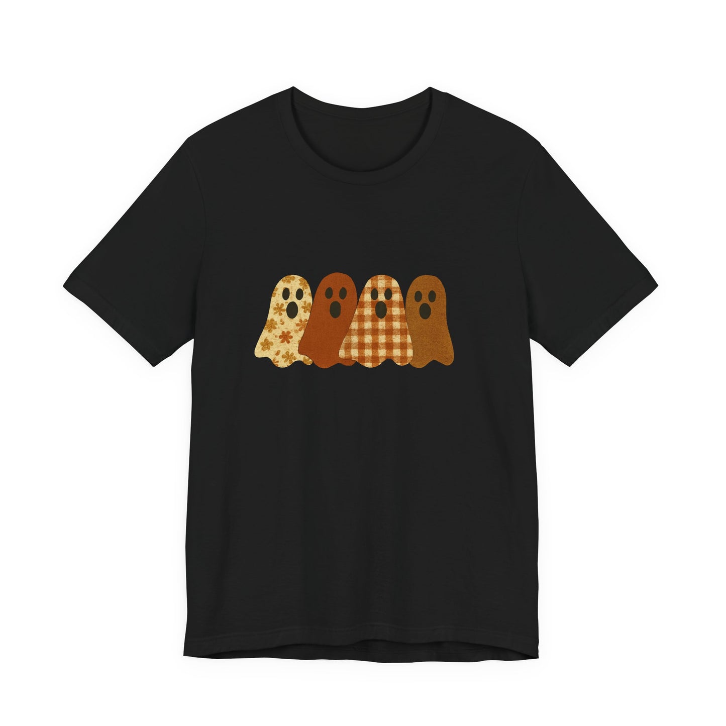 Funny Ghost Patchwork Tee, Cute Ghost Shirt, Boho Halloween Shirt - PopCultureByDesign36
