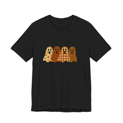 Funny Ghost Patchwork Tee, Cute Ghost Shirt, Boho Halloween Shirt - PopCultureByDesign36