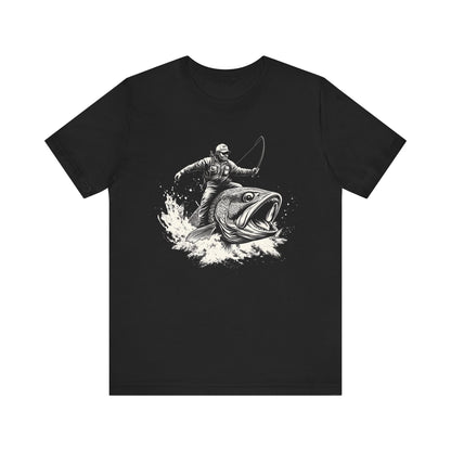 Funny Fisherman Riding a Trout T-Shirt, Fishing Tee, Wild Western Shirt - PopCultureByDesign36