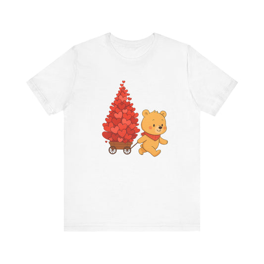 Valentine Bear Tee — Cute Bear with Heart-Filled Wagon