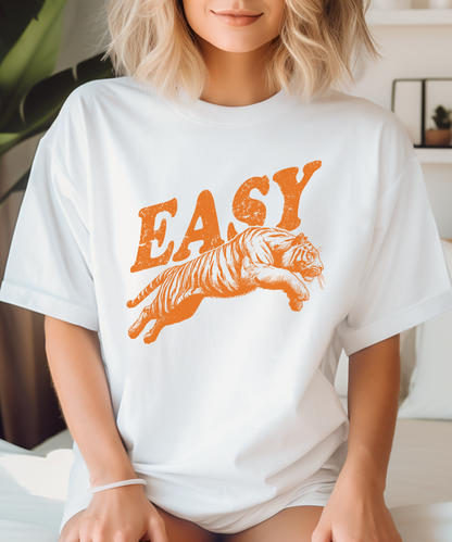 Easy Orange Tiger Shirt, Retro Boho Tee, Hippie Clothes, Indie Shirt - PopCultureByDesign36