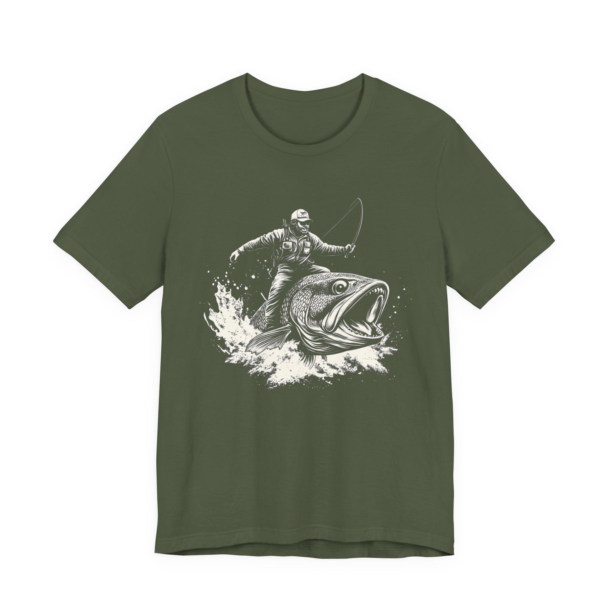 Funny Fisherman Riding a Trout T-Shirt, Fishing Tee, Wild Western Shirt - PopCultureByDesign36