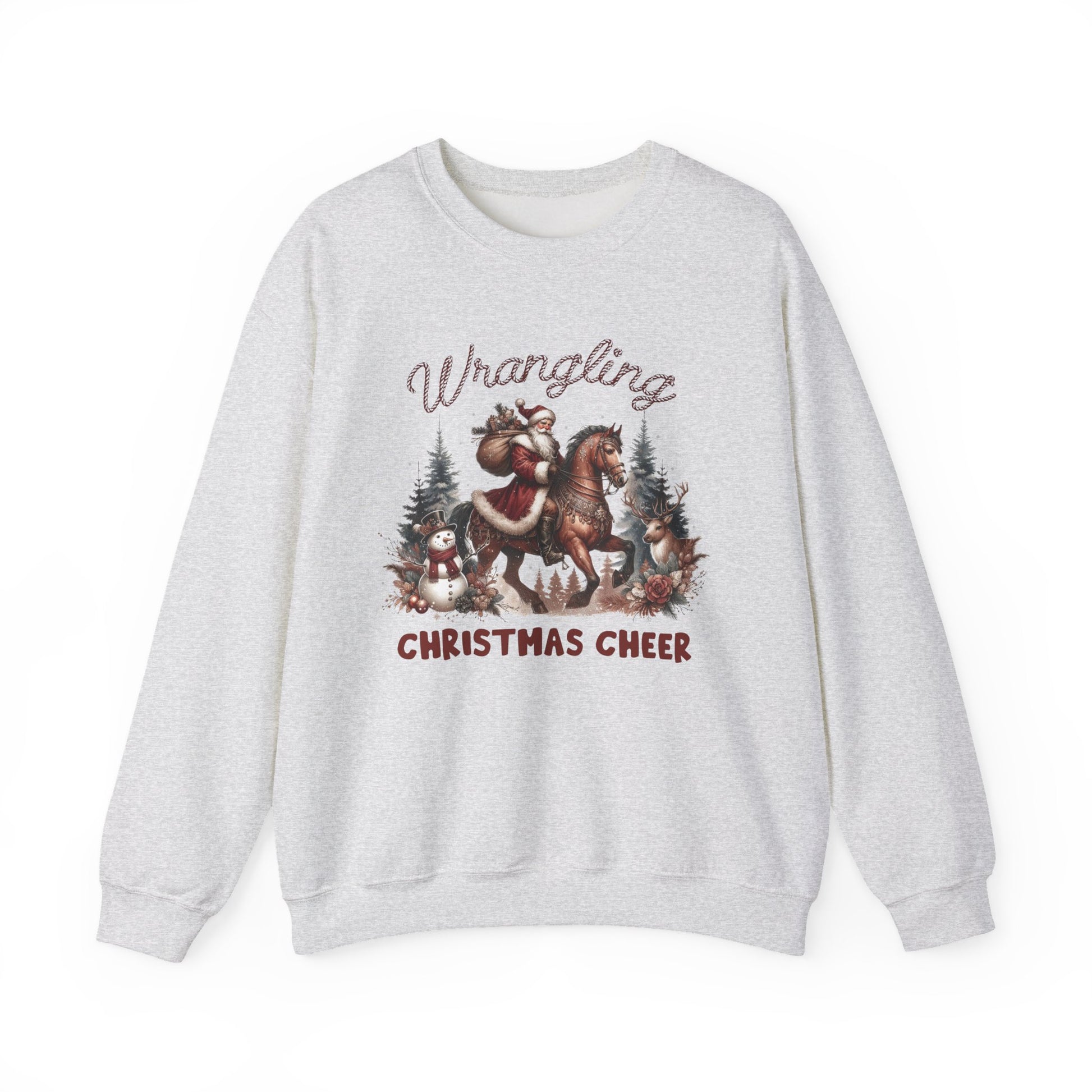 Wrangling Christmas, Cowboy Santa Sweatshirt, Howdy Country Christmas - PopCultureByDesign36