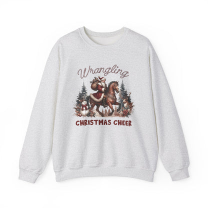 Wrangling Christmas, Cowboy Santa Sweatshirt, Howdy Country Christmas - PopCultureByDesign36