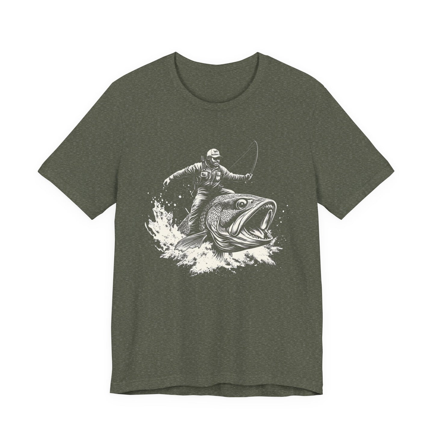 Funny Fisherman Riding a Trout T-Shirt, Fishing Tee, Wild Western Shirt - PopCultureByDesign36