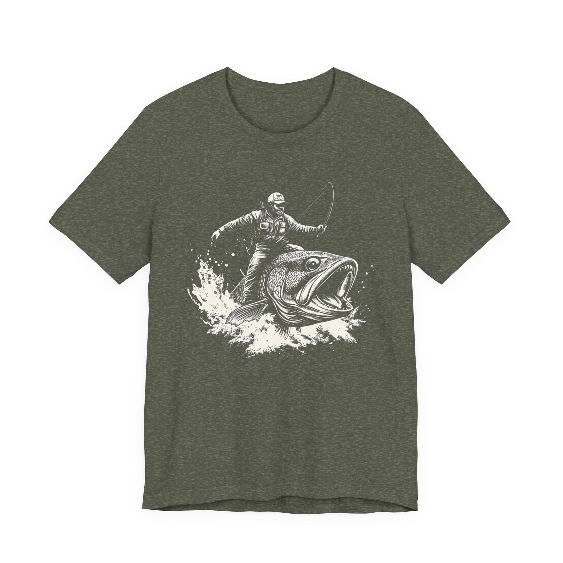 Funny Fisherman Riding a Trout T-Shirt, Fishing Tee, Wild Western Shirt - PopCultureByDesign36