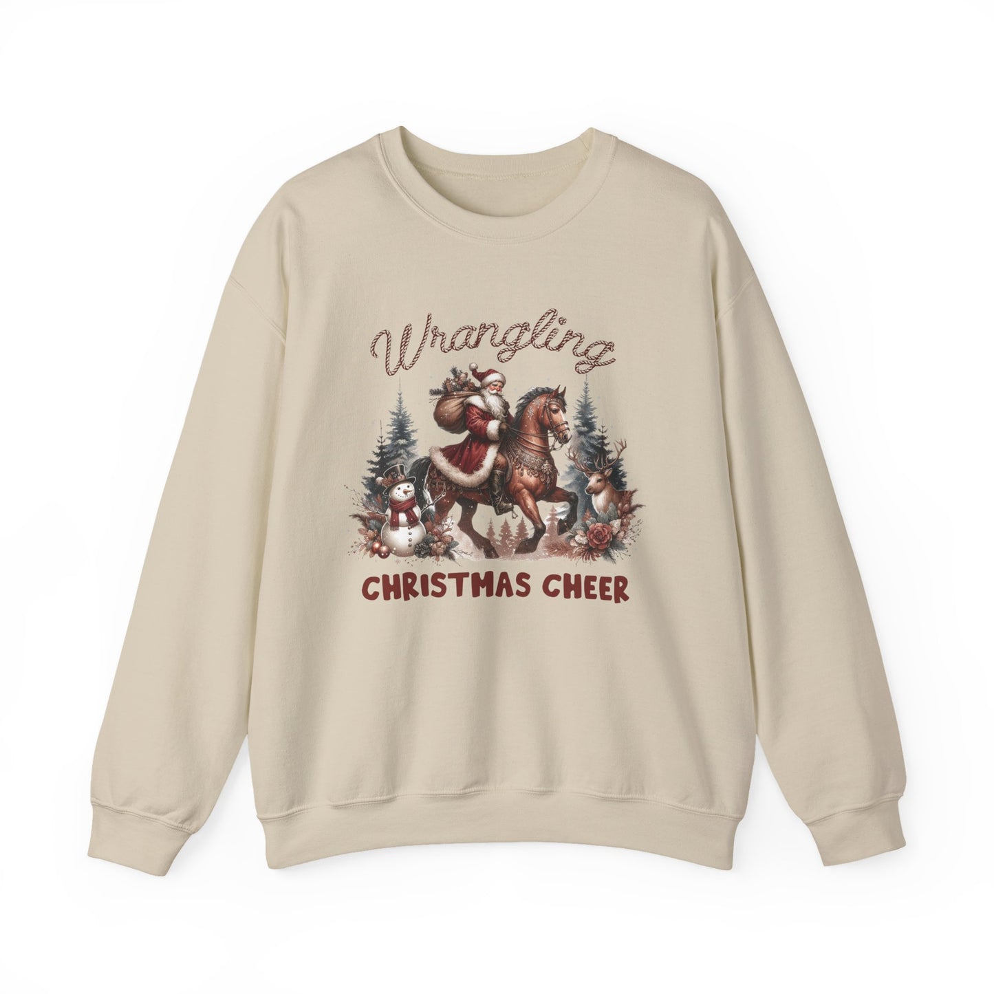 Wrangling Christmas, Cowboy Santa Sweatshirt, Howdy Country Christmas - PopCultureByDesign36
