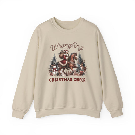 Wrangling Christmas, Cowboy Santa Sweatshirt, Howdy Country Christmas - PopCultureByDesign36