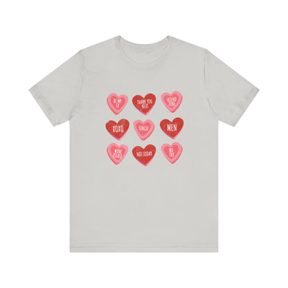 Candy Heart Shirt, Valentine's Day Gift, Conversation Hearts Shirt - PopCultureByDesign36