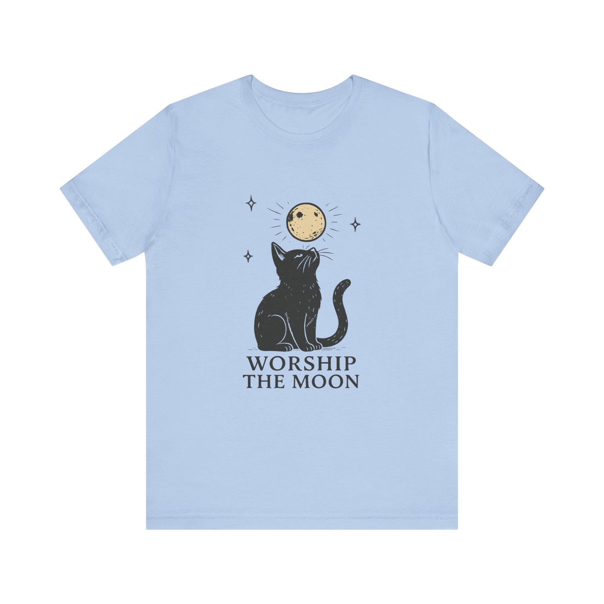 Worship The Moon, Cute Kitten Shirt, Celestial Cat Shirt - PopCultureByDesign36