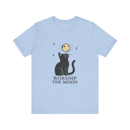 Worship The Moon, Cute Kitten Shirt, Celestial Cat Shirt - PopCultureByDesign36
