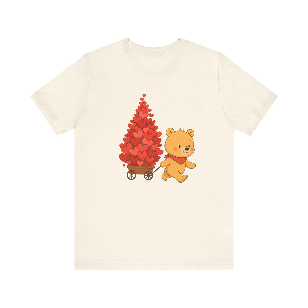 Valentine Bear Tee — Cute Bear with Heart-Filled Wagon by PopCultureByDesign36