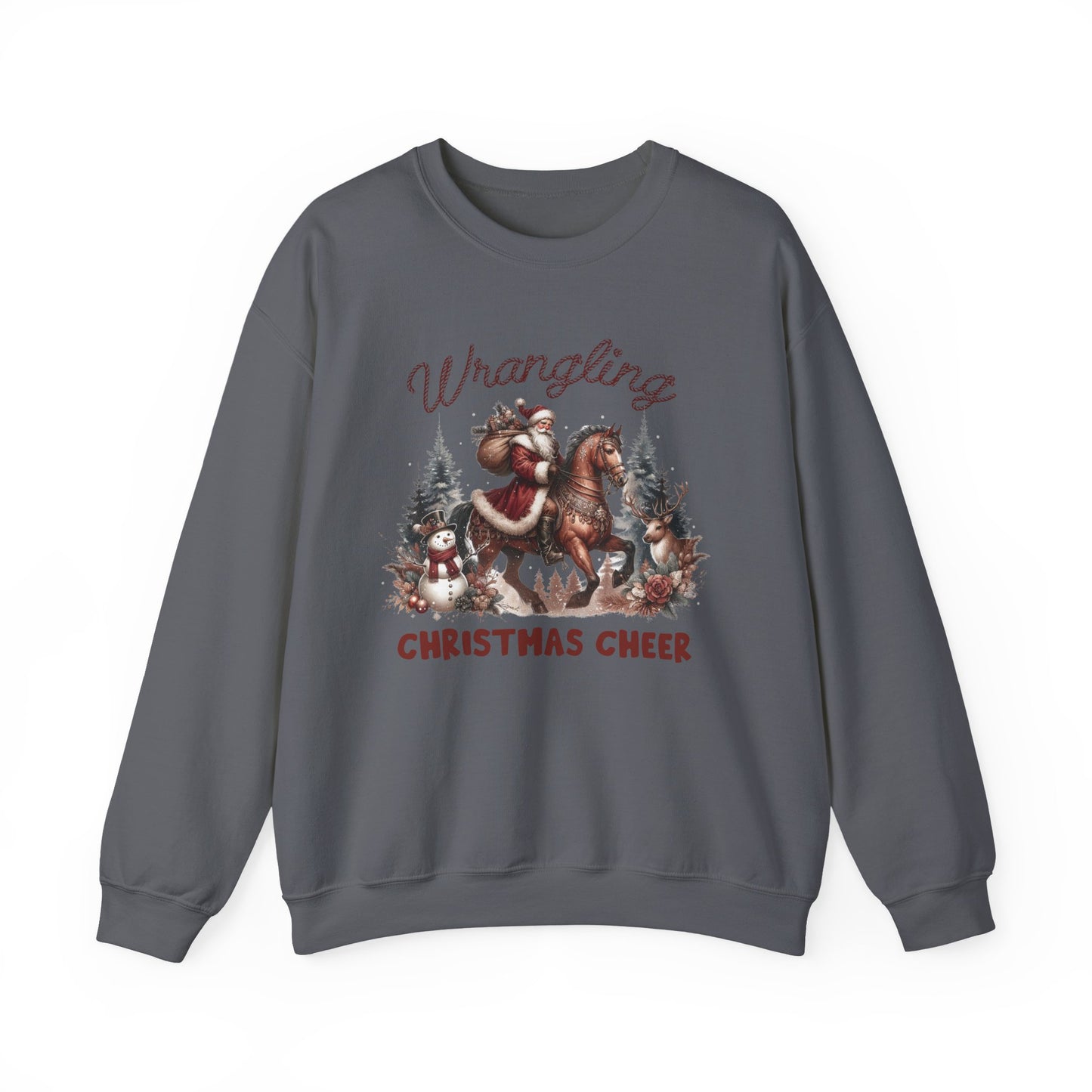 Wrangling Christmas, Cowboy Santa Sweatshirt, Howdy Country Christmas - PopCultureByDesign36