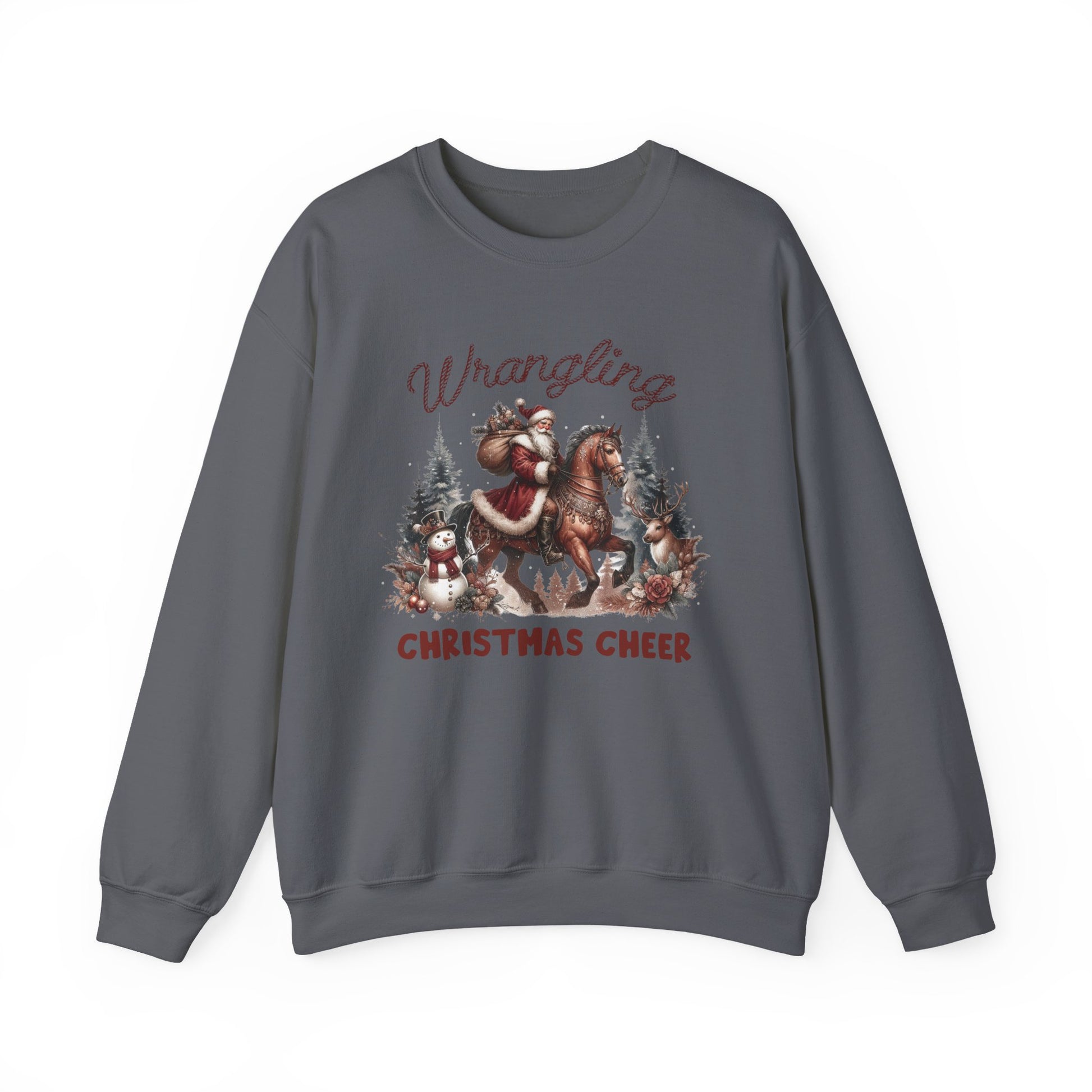Wrangling Christmas, Cowboy Santa Sweatshirt, Howdy Country Christmas - PopCultureByDesign36