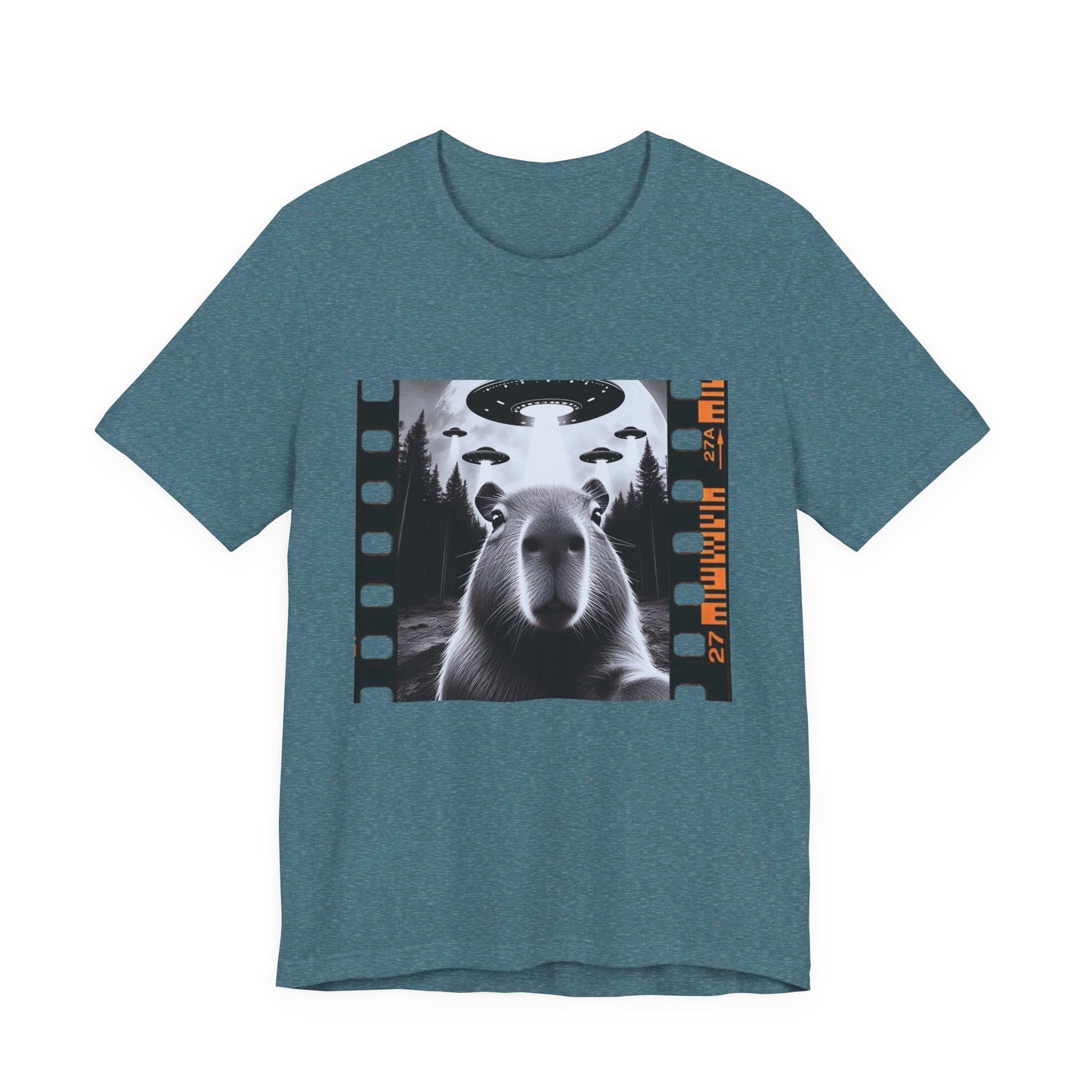 Capybara UFO Funny Tshirt, Cool Capybaras Meme T-Shirt, Alien Abduction Gift Tee - PopCultureByDesign36