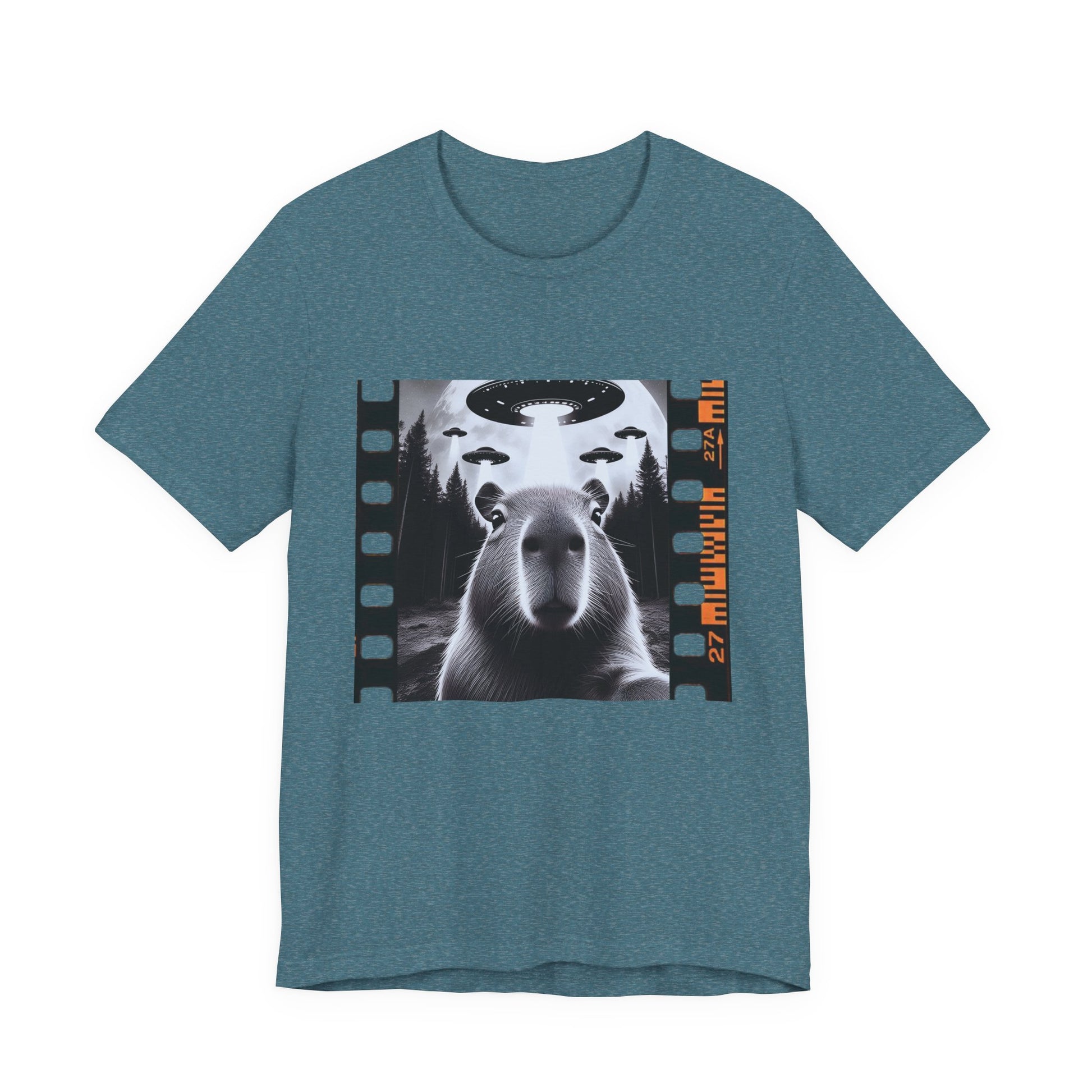 Capybara UFO Funny Tshirt, Cool Capybaras Meme T-Shirt, Alien Abduction Gift Tee - PopCultureByDesign36