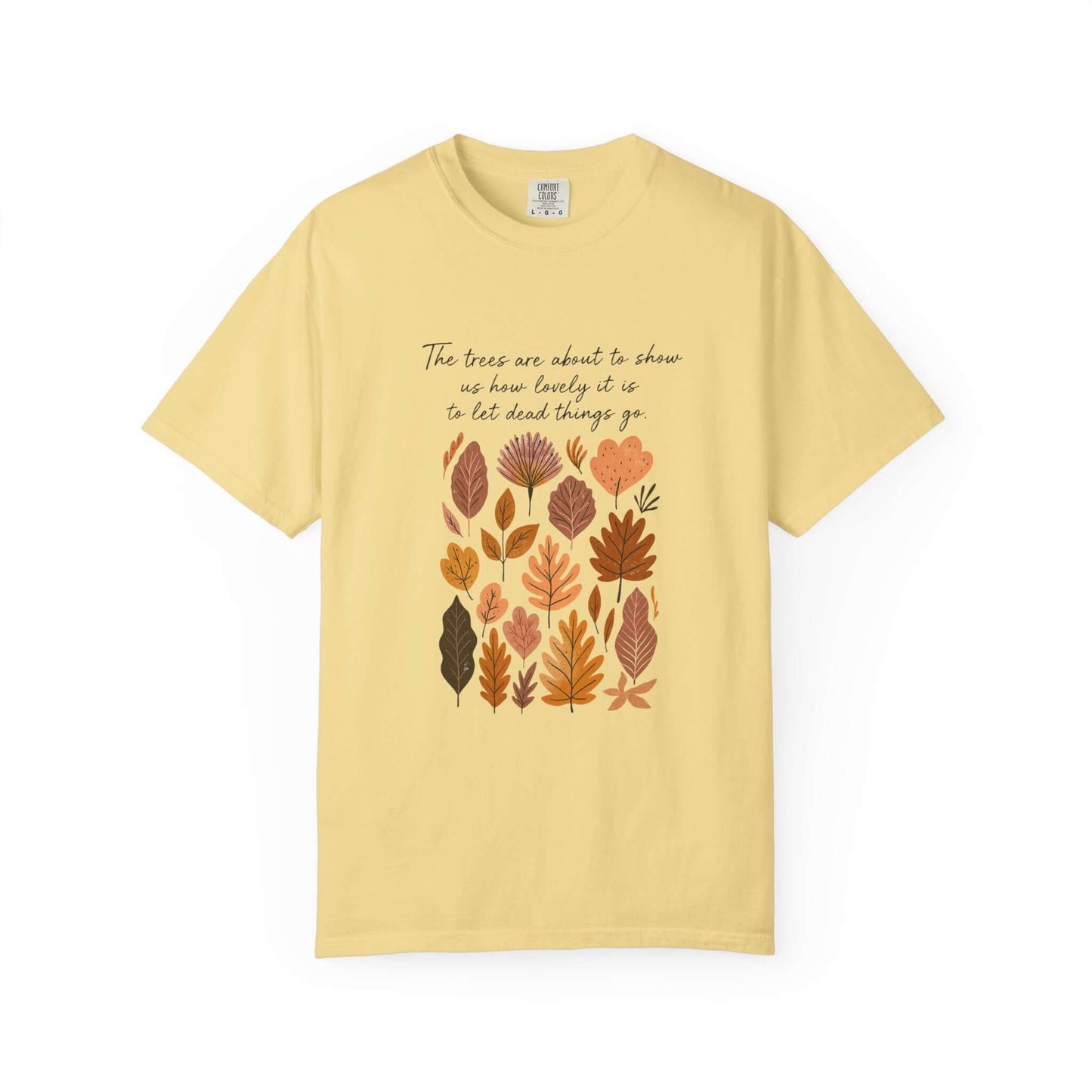 Boho Poem Fall Leaves T-shirt, Fall Shirt, Unisex Fall Top with autumn leaf design and inspirational quote.