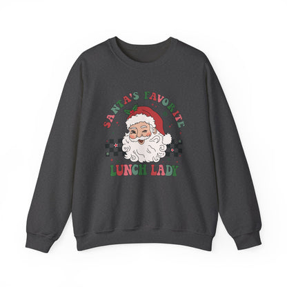 Santas Favorite Lunch Lady, Retro Santa Sweatshirt, Cute School Santa - PopCultureByDesign36