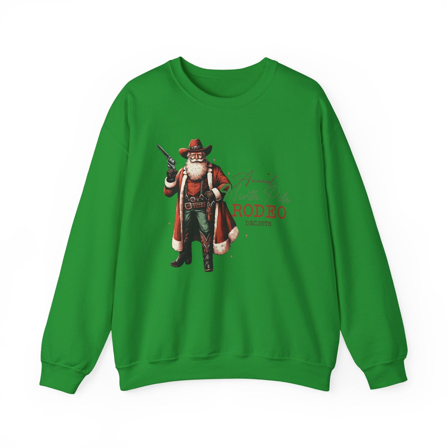 North Pole Rodeo Sweatshirt, Cowboy Santa Sweatshirt, Horseback Santa Clause - PopCultureByDesign36