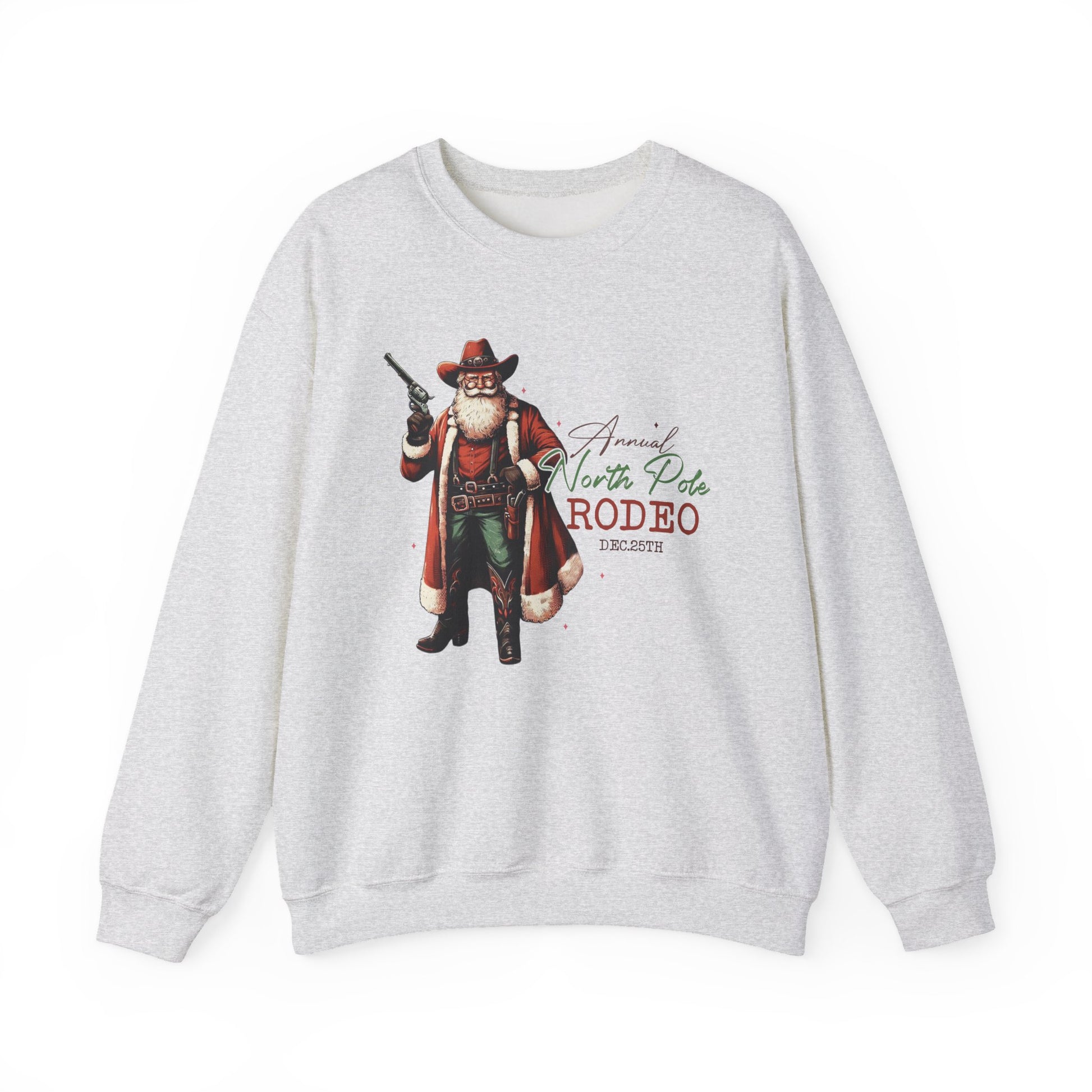 North Pole Rodeo Sweatshirt, Cowboy Santa Sweatshirt, Horseback Santa Clause - PopCultureByDesign36