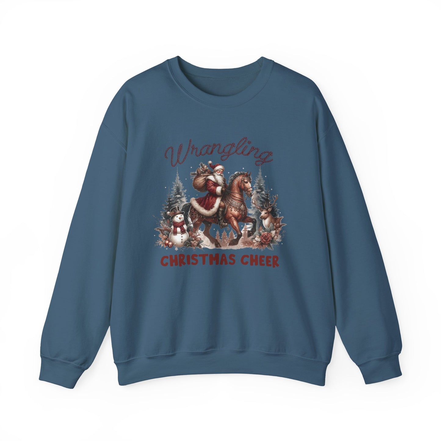 Wrangling Christmas, Cowboy Santa Sweatshirt, Howdy Country Christmas - PopCultureByDesign36