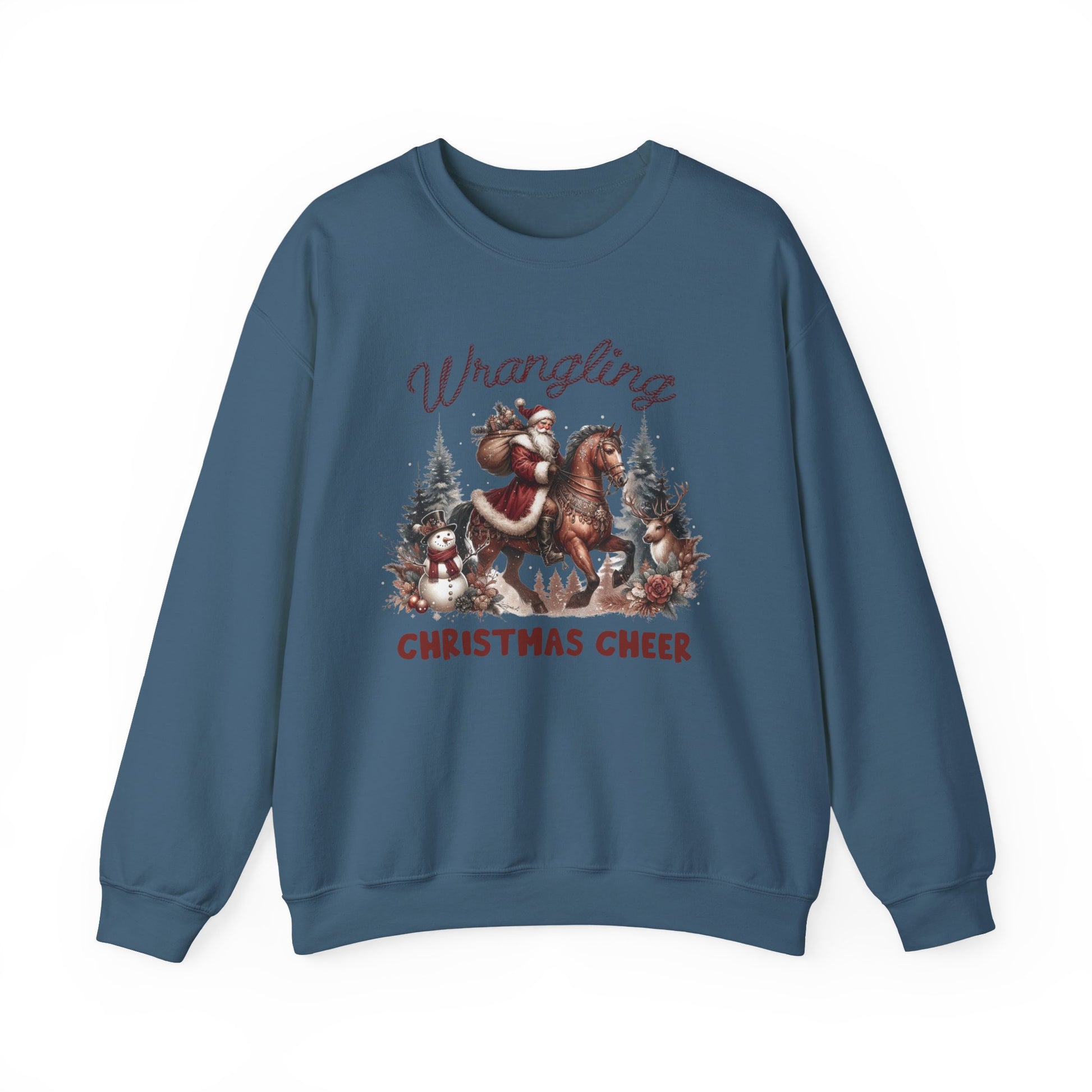 Wrangling Christmas, Cowboy Santa Sweatshirt, Howdy Country Christmas - PopCultureByDesign36