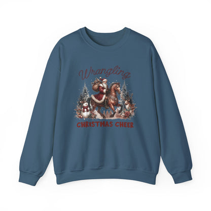 Wrangling Christmas, Cowboy Santa Sweatshirt, Howdy Country Christmas - PopCultureByDesign36