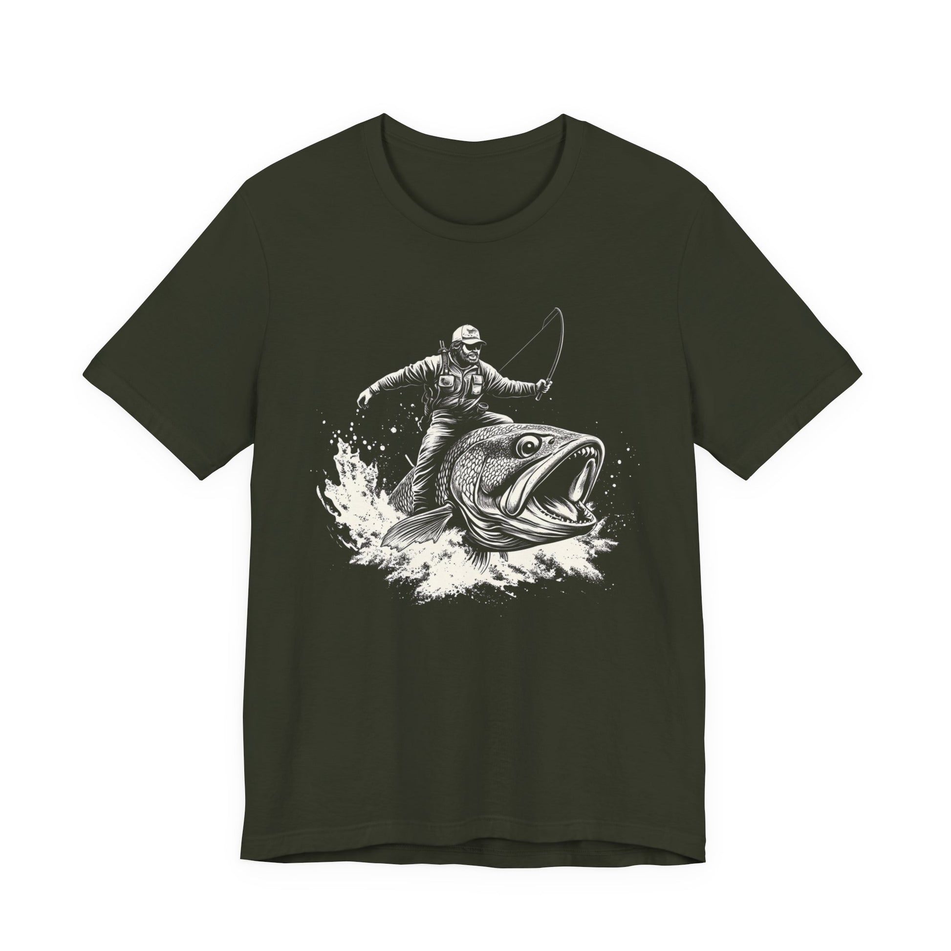 Funny Fisherman Riding a Trout T-Shirt, Fishing Tee, Wild Western Shirt - PopCultureByDesign36