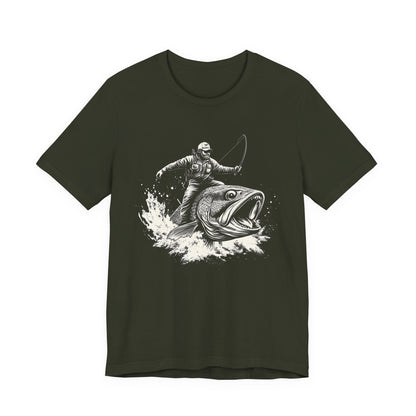 Funny Fisherman Riding a Trout T-Shirt, Fishing Tee, Wild Western Shirt - PopCultureByDesign36