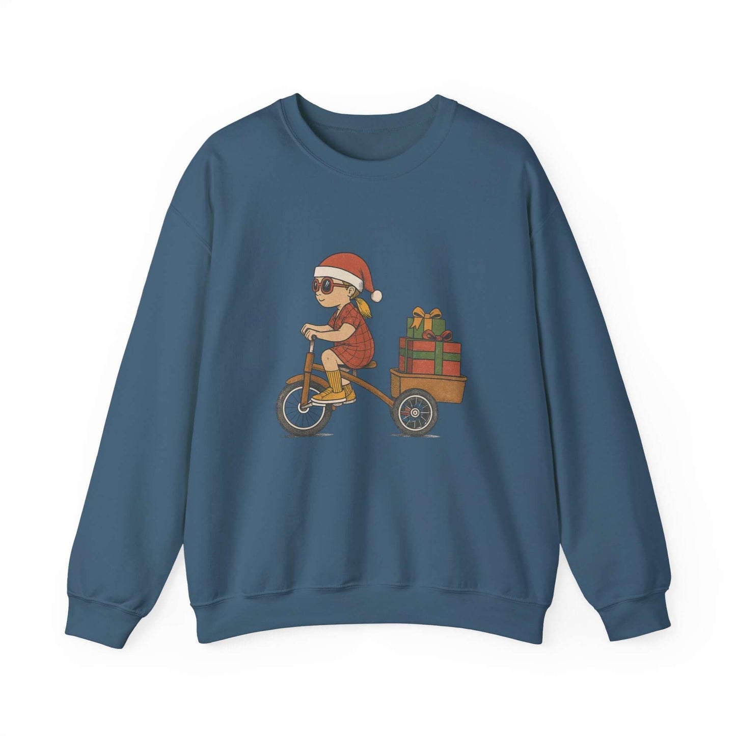 Christmas Bike Ride Sweatshirt, Santa Hat Daughter Gift