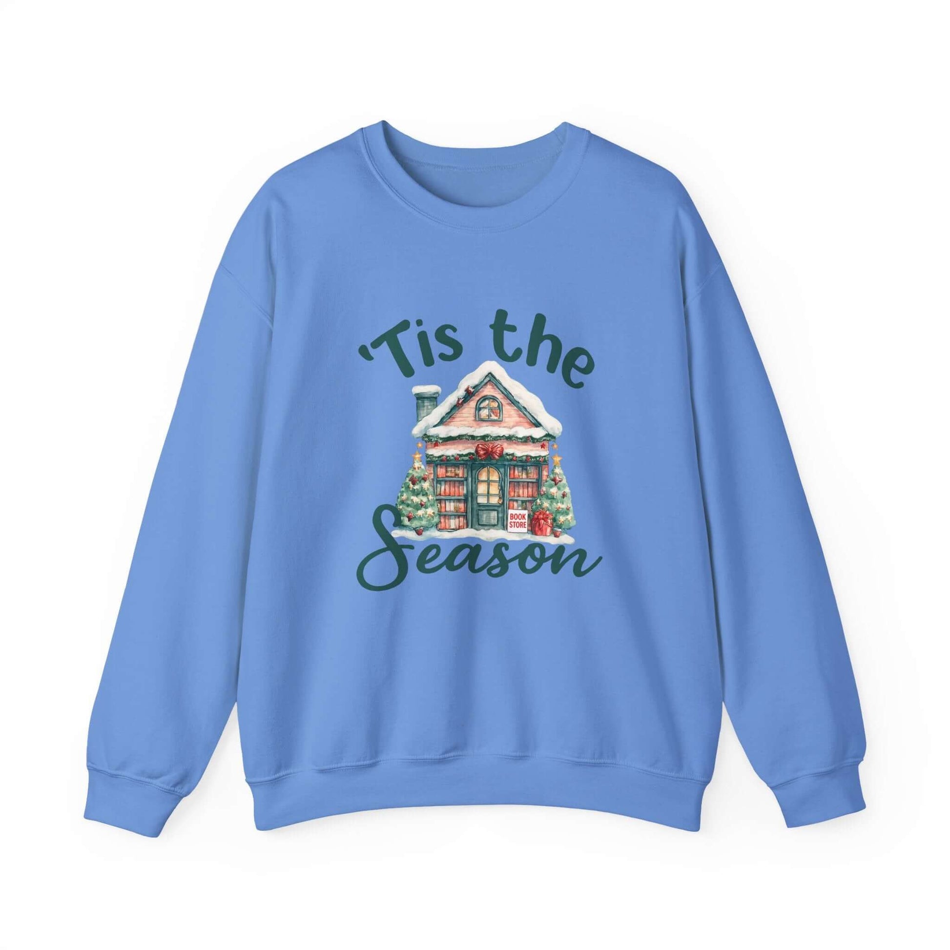 Tis The Season Cozy Christmas Cottage Sweatshirt, Holiday Bookstore Sweatshirt - PopCultureByDesign36
