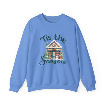 Tis The Season Cozy Christmas Cottage Sweatshirt, Holiday Bookstore Sweatshirt - PopCultureByDesign36