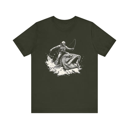 Funny Fisherman Riding a Trout T-Shirt, Fishing Tee, Wild Western Shirt - PopCultureByDesign36