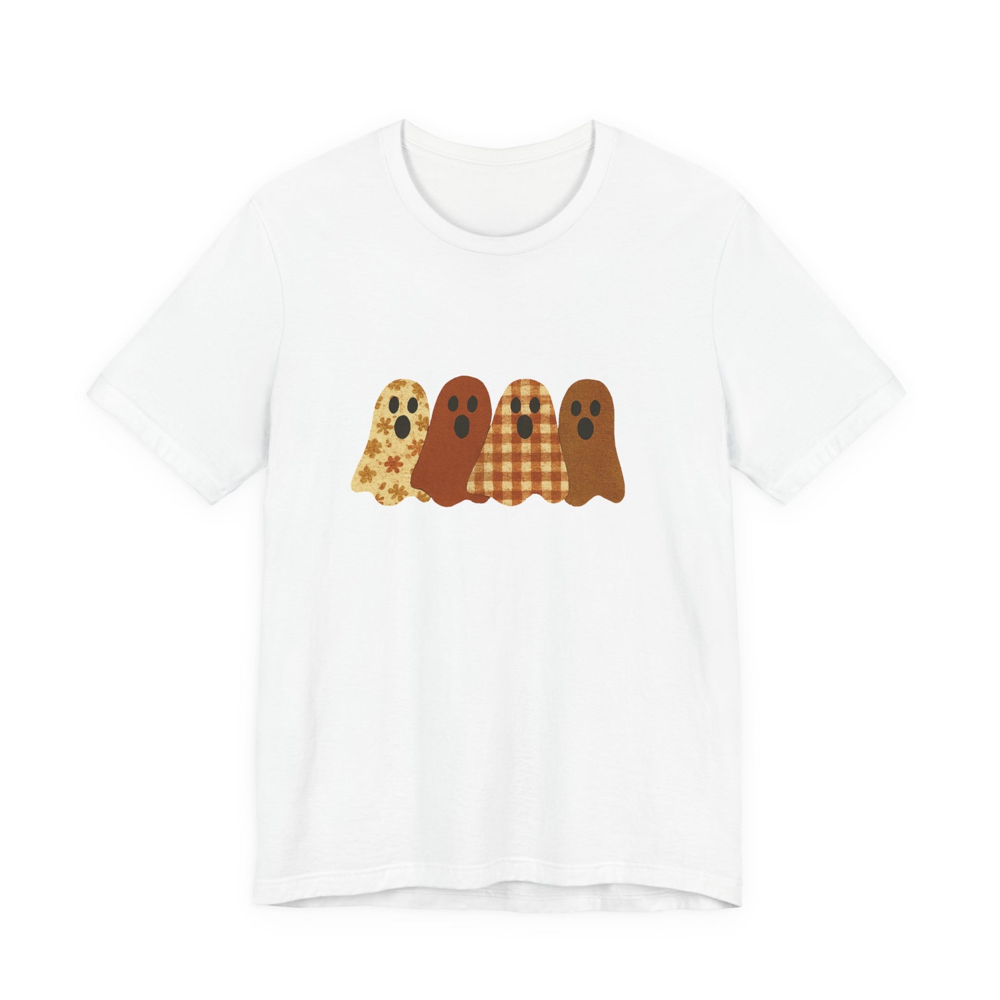 Funny Ghost Patchwork Tee, Cute Ghost Shirt, Boho Halloween Shirt - PopCultureByDesign36