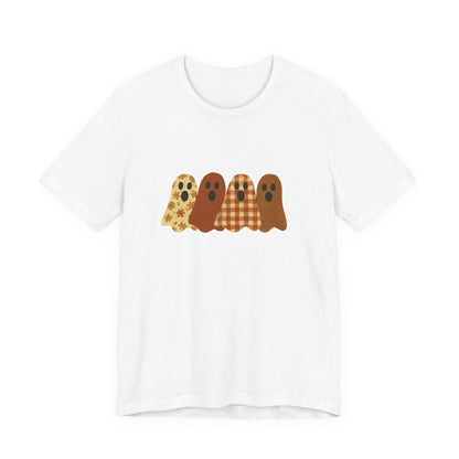 Funny Ghost Patchwork Tee, Cute Ghost Shirt, Boho Halloween Shirt - PopCultureByDesign36