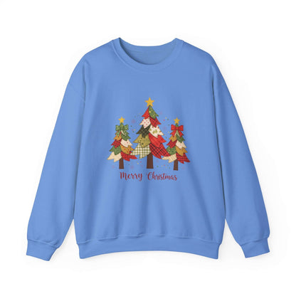 Christmas Tree Patchwork Quilt Style Sweatshirt, Merry Christmas Sweatshirt - PopCultureByDesign36